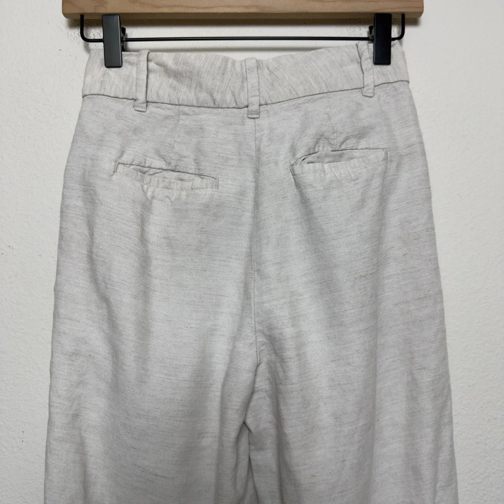 Aritzia Women Effortless Linen Trouser Pants 0 Wide Leg Beige High Rise Office